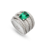 AN128SM anello fascia smeraldo diamanti lab grown lato.jpg - Kleed S.r.l. - Oromare