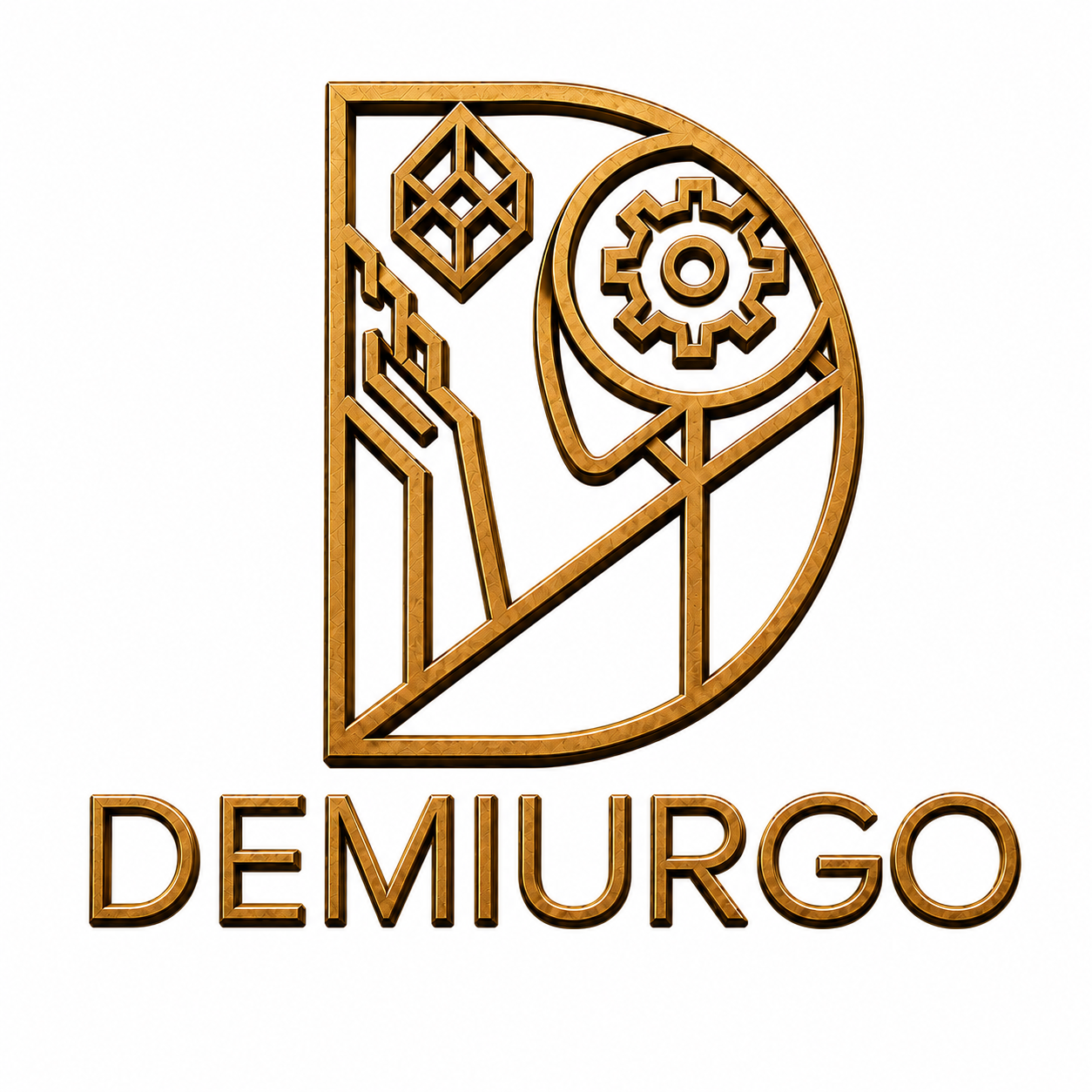 demiurgo logo 3d bronzo sfondo bianco - Demiurgo S.r.l. - Oromare